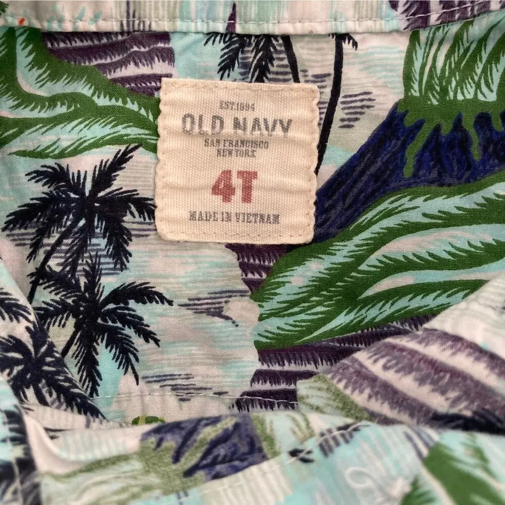 Old Navy Little Boy Hawaiian Themed Buttondown, Size 4T